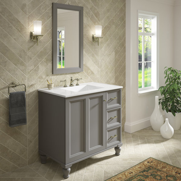 Kohler Damask 36" Vanity Base Only with Furniture Legs, 1 Door and 3